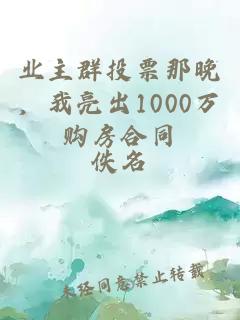 業主群投票那晚，我亮出1000萬購房合同