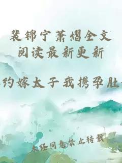 裴錦寧蕭熠全文閱讀最新更新